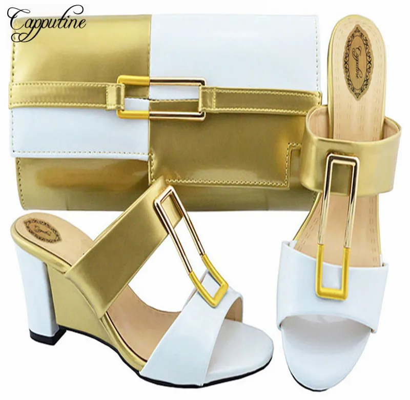 

Capputine Hot Selling Italian Style PU Leather High Heels Shoes And Bag Set African Woman Shoes And Bag Set For Party C007
