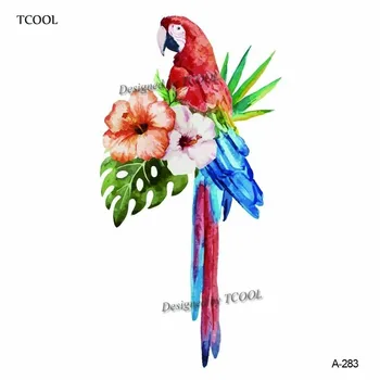 

HXMAN Parrot Animal Temporary Tattoo Sticker Waterproof Women Fashion Fake Body Art 9.8X6cm Kids Hand Tattoos A-283