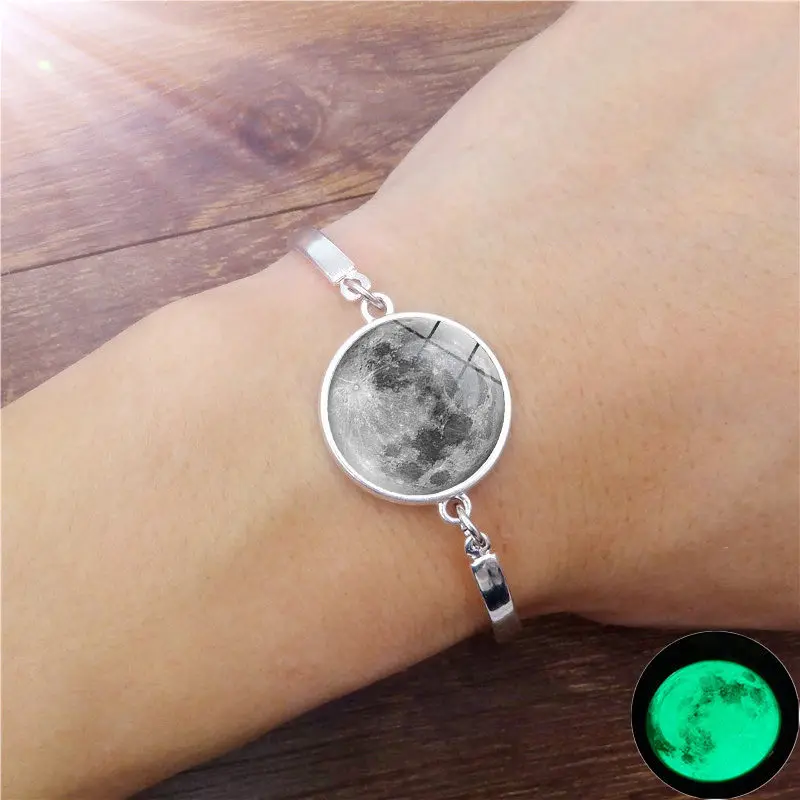 Us 1 26 32 Off Glowing Moon Bracelet With Silver Color Gl Cabcohon Galaxy Glow In The Dark Charm Bangle For Men Women Gift Us 1 26 32 Off Glowing Moon Bracelet With Silver Color Gl Cabcohon Galaxy Glow In The Dark Charm Bangle For Men Women Gift