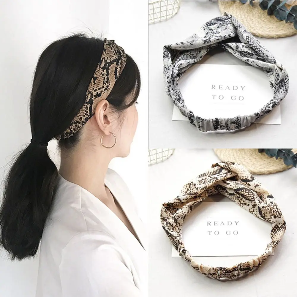 

New Arrival Fashion Women Occident Headbands Girl's Snake Printed Hairband Hair ring Lady's Cross Wild Hair Accessories Headwrap