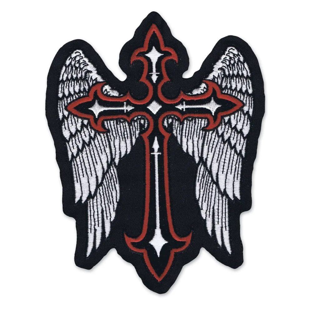 Cross wings christian embroidered Patch biker rider patches for