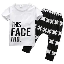 Г. летний детский комплект, Повседневная футболка Топ+ штаны-шаровары комплект одежды из 2 предметов для мальчиков, От 0 до 5 лет