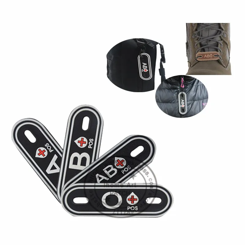 Us 1 39 15 Off Pvc Blood Type Tag A B Ab O Positive Patch Badges A B Ab O Pos Bag Shoes Od Swat Shoelaces Clothes Morale Tactical Patch In