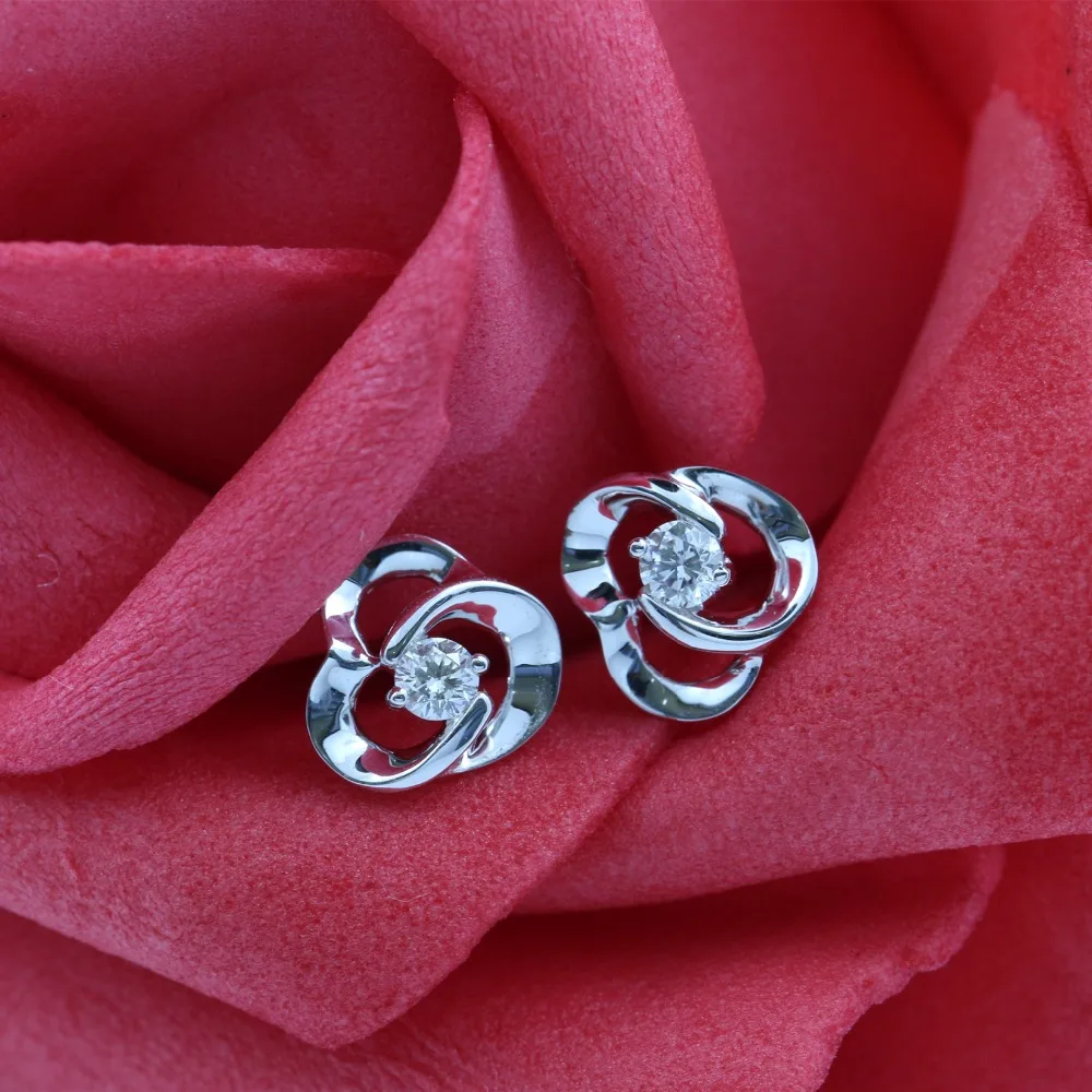 LASAMERO 0.104CT круглые серьги с натуральным бриллиантом 18 K белое золото бриллианты Halo