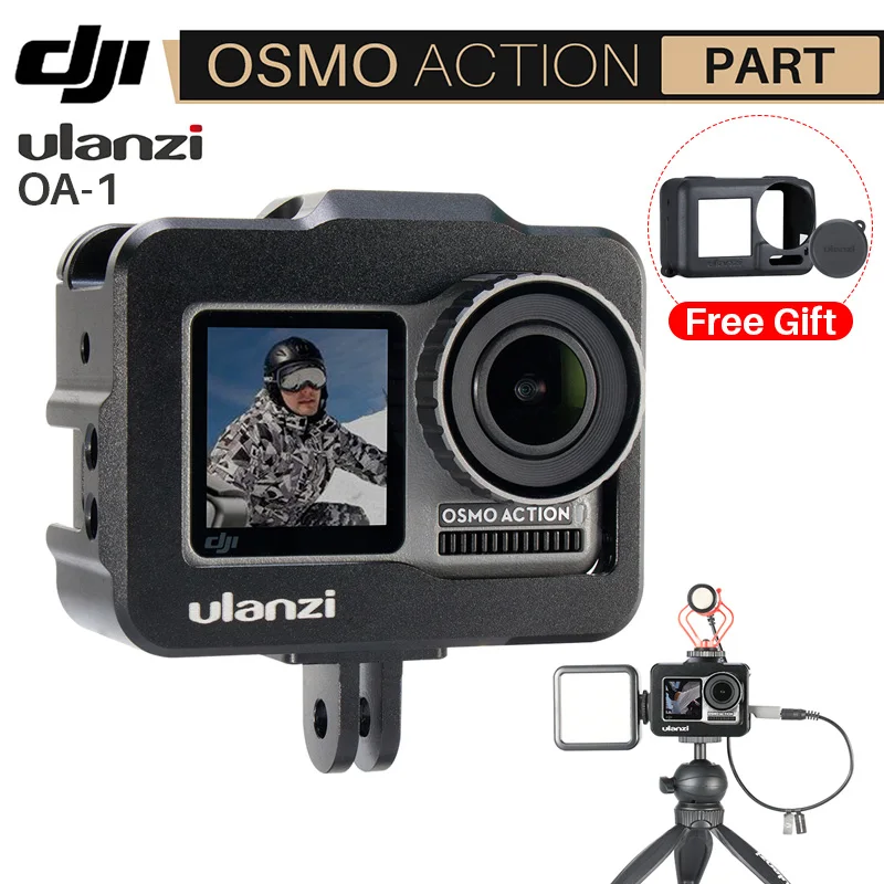 

Ulanzi OA-1 Vlogging Metal Cage Case for Dji Osmo Action Vlog Case with Cold Shoe for Microphone LED Light