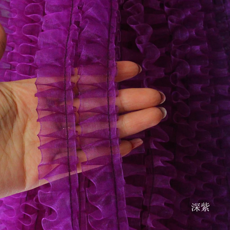 Красный зеленый 12 цветов органза плиссированная кружевная лента слой кружевная отделка DIY ремесла кукольная одежда аксессуары ширина 2,5 см 50 мс/лот