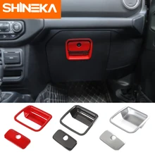Shineka molduras interiores abs carro co-piloto caixa de armazenamento alça decorativa capa adesivos para jeep wrangler jl 2018 + acessórios