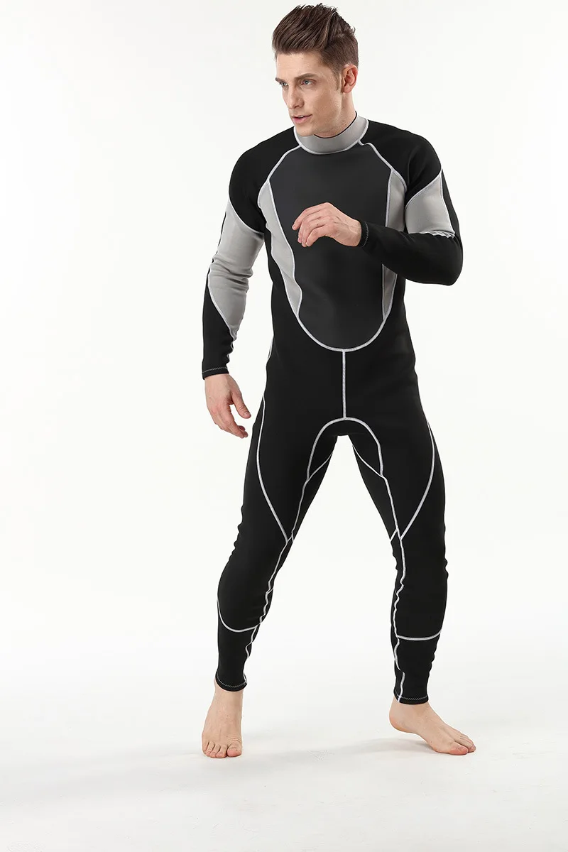 2mm Men Women wetsuit Long sleeved one piece Swimsuit neoprene Triathlon Diving suit Super Elastic Surf wet suit for cold water