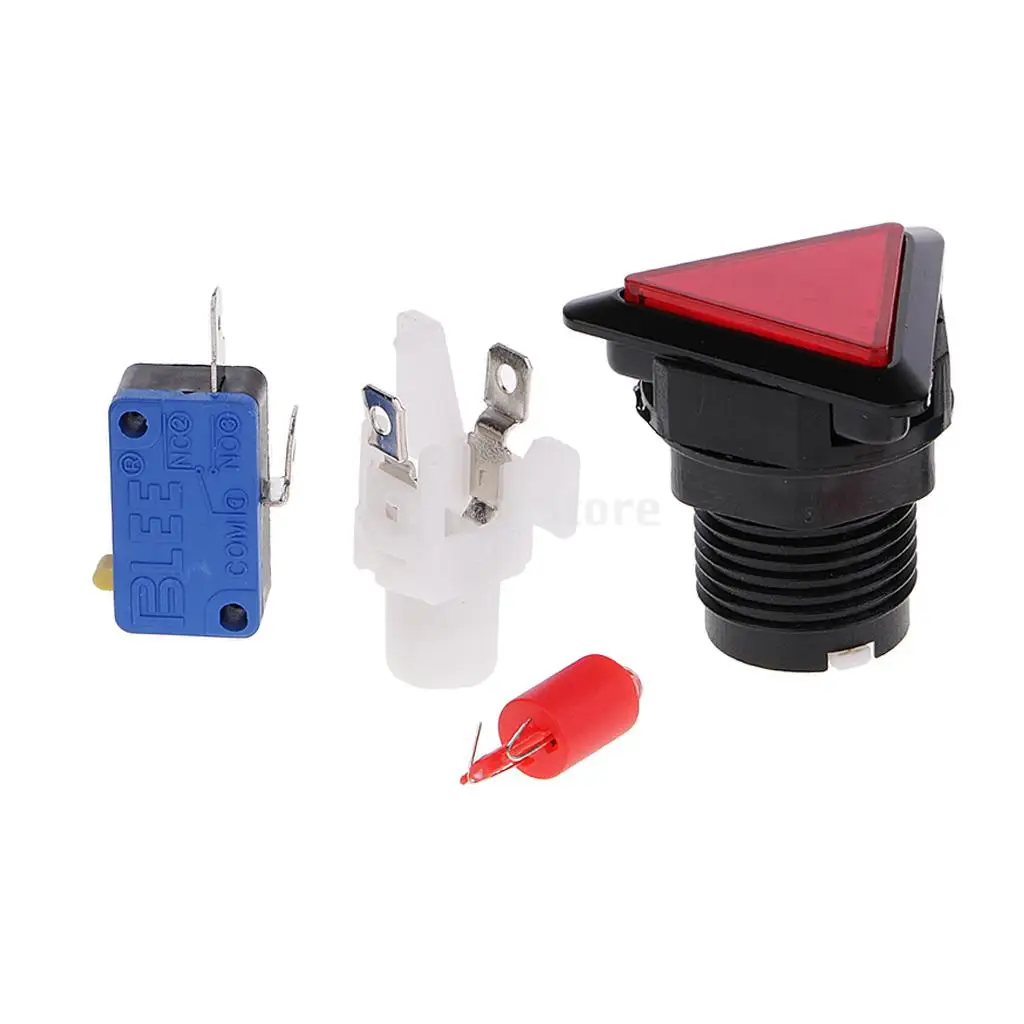 Triangle Arcade Game Machine Push Button with 12V led lamp illuminated 3.9x3.9cm
