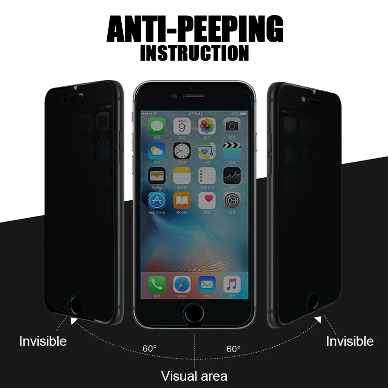 TOMKAS Privacy Glass For iPhone 5 5S 5C Screen Protector Anti-peeping For iPhone 8 7 6 6S Plus 5 5C 5S 4 4S Screen Protector