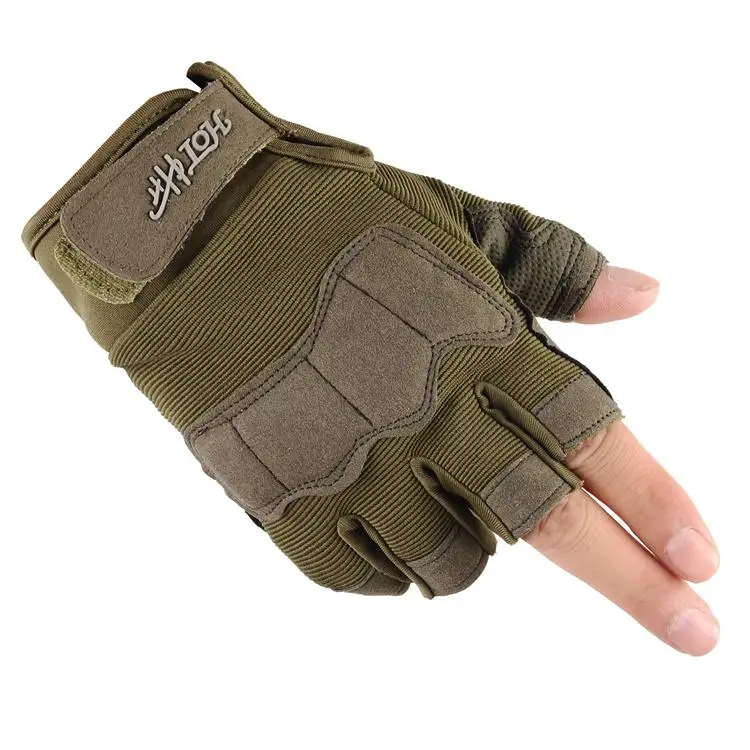 Брендовые армейские военные тактические перчатки с полупальцами для мужчин и женщин, для занятий спортом на открытом воздухе, для тренировок в тренажерном зале, мягкие перчатки без пальцев AGB568 - Цвет: b ArmyGreen