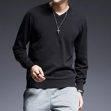 Новинка, модный брендовый свитер для мужчин, s пуловеры с v-образным вырезом, Облегающие джемперы, вязанные, плотные, Осенние, корейский стиль, повседневная одежда для мужчин