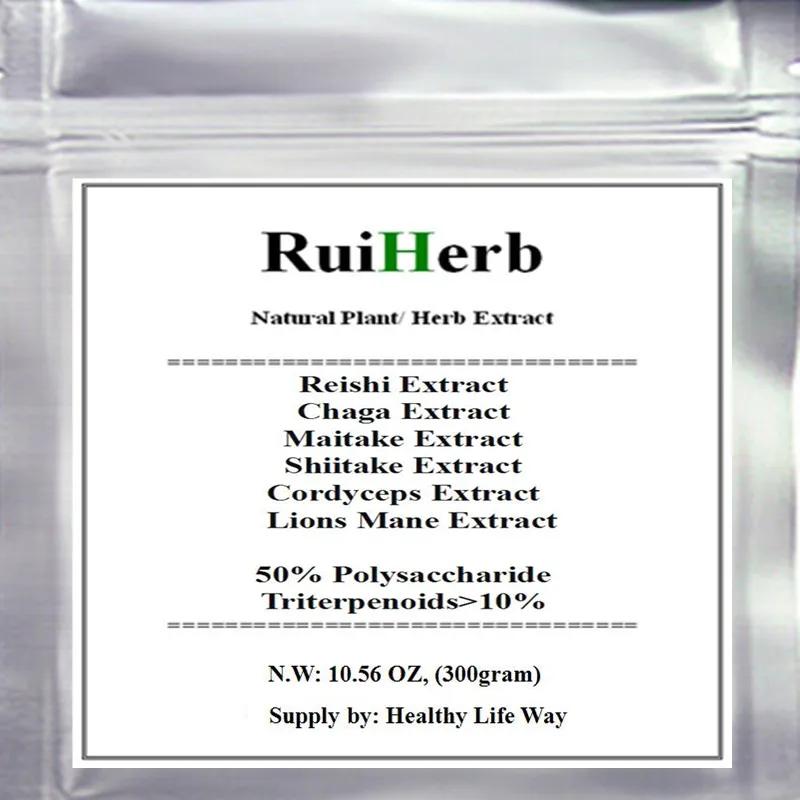 

300gram TOP6 Mixed Mushroom Extract ( Chaga Reishi Cordyceps Maitake Shiitake Lions Mane) 50% Polysaccharide Powder