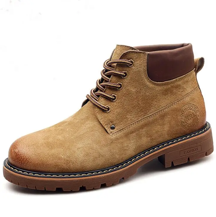 

2018 New Autumn Men Ankle Boots Fashion Cow Suede Western Boot for Man Casual Shoes Solid Black Khaki