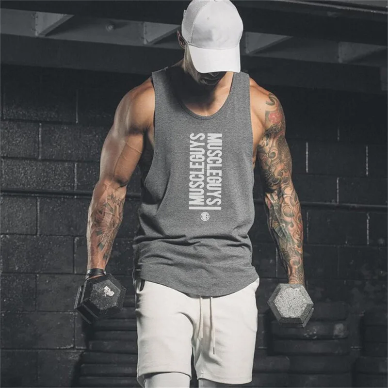 

Muscleguys Brand Gyms Tank Top Mens Bodybuilding Sleeveless shirt Casual Shirts men's Stringer Fitness Singlets Tanktop