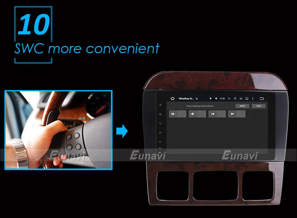 Best Eunavi 4 Core 2 Din Android 7.1 Car Radio Stereo Player GPS Navigation For Mercedes-Benz S-Class W220 CL-Class W215 Bluetooth 16