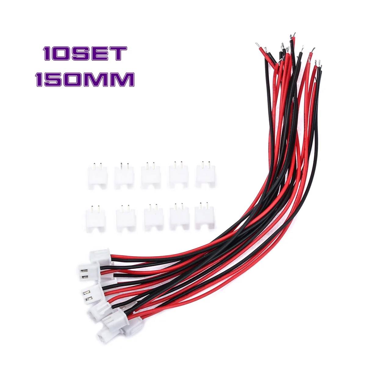 

10 Sets Mini 2 Pin JST XH Connector Plug 2.54mm With 24AWG Wires Cables 150mm Length Pin Connectors Terminals
