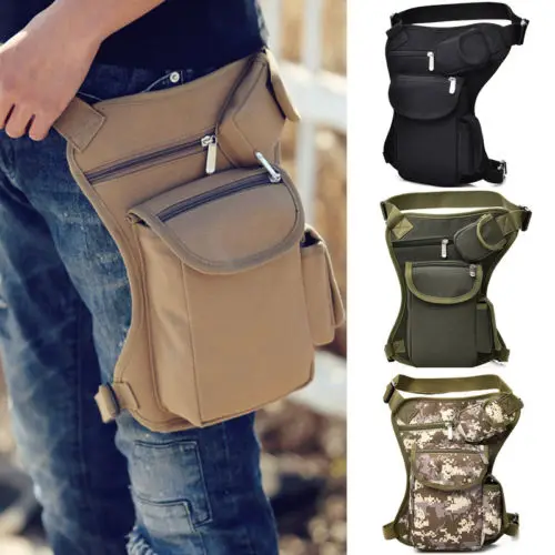 Men/'s Canvas Tactical Motorcycle Riding Hip Fanny Pack Waist Thigh Drop Leg Bag