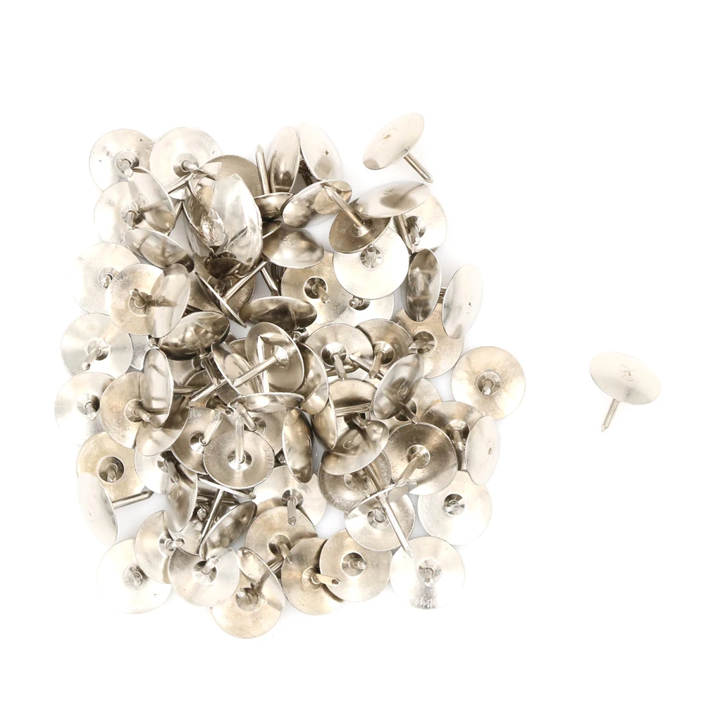 

80Pcs Thumb Tacks Silver Tone Corkboard Photo Push Pins Wholesale