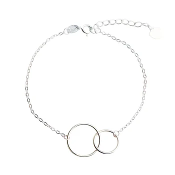 

Entwined Double Karma Circle Interlocking Circles Bracelet 925 Sterling Silver Jewelry Mother Birthday Gift Eternity Bracelet