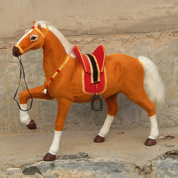 big simulation horse toy brown lucky lifelike horse model horse doll