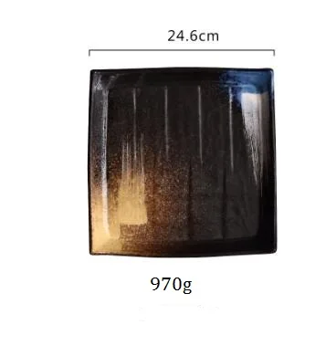 NIMITIME японский стиль личность керамики под глазурью пламя печи Керамическая пиала для риса еда блюдо длинная пластина комплект столовой посуды - Цвет: Square Plate
