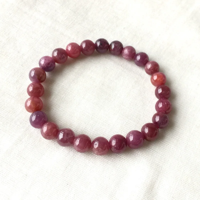 

Natural Genuine Purple Red Ruby Stretch Finish Bracelet Round beads 7.8mm 05182