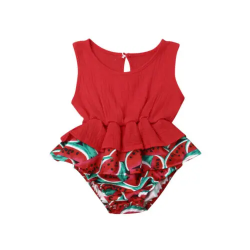 

Girl Bodysuit 2019 Summer Casual Outfits Newborn Baby Girls Watermelon Sleeveless Bodysuits Jumpsuit Clothes