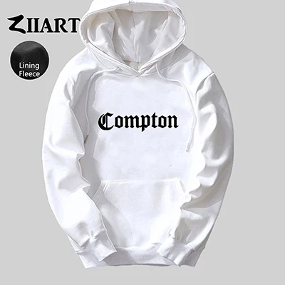 Compton Готический шрифт хип хоп Рэп пара одежда осень зима флис девушки женщина толстовки ZIIART - Цвет: WHITE