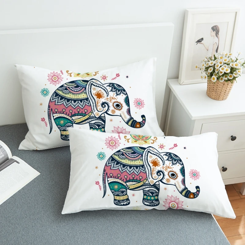 

2pcs/set Boho Bedding Pillowcases Elephant Geometric Pillowcase Queen Sleeping Pillow Cover Free Shipping Multi-Patterns #/