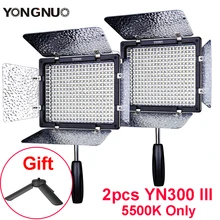 2 шт. YONGNUO YN300 III 5500 К свет на Камера видео Освещение для свадьбы Аксессуары для фотостудий Видео панели лампы YN300III с подарки