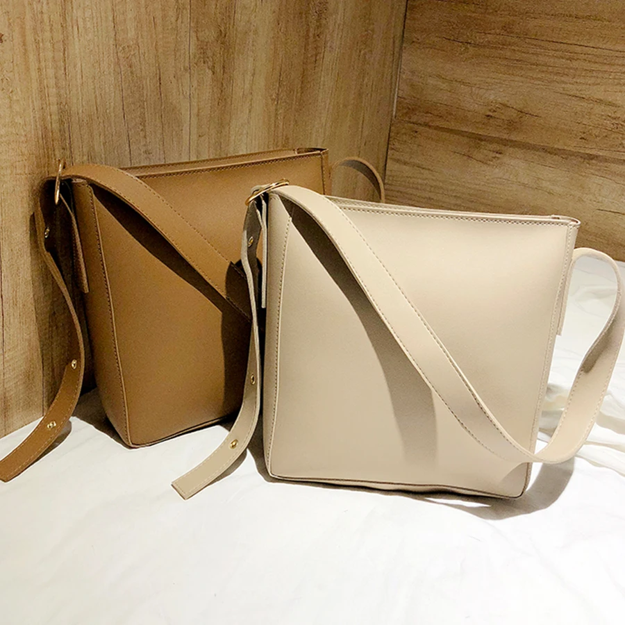  Fashion Pu Leather Composite Bags For Ladies Casual Solid Large Capacity Bucket Bags For Women Simp - 33036819367