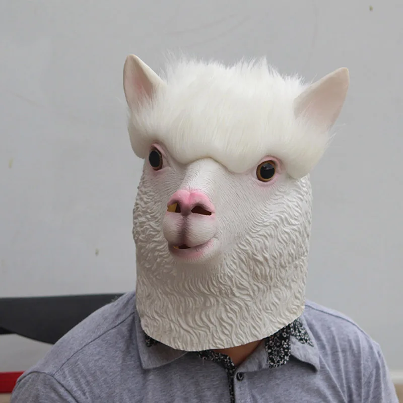 

Latex Funy Full Head Animal Alpace Mask Costumes Cosplay For Funny Carnival Halloween Party Fancy Dress Masquerade Costume