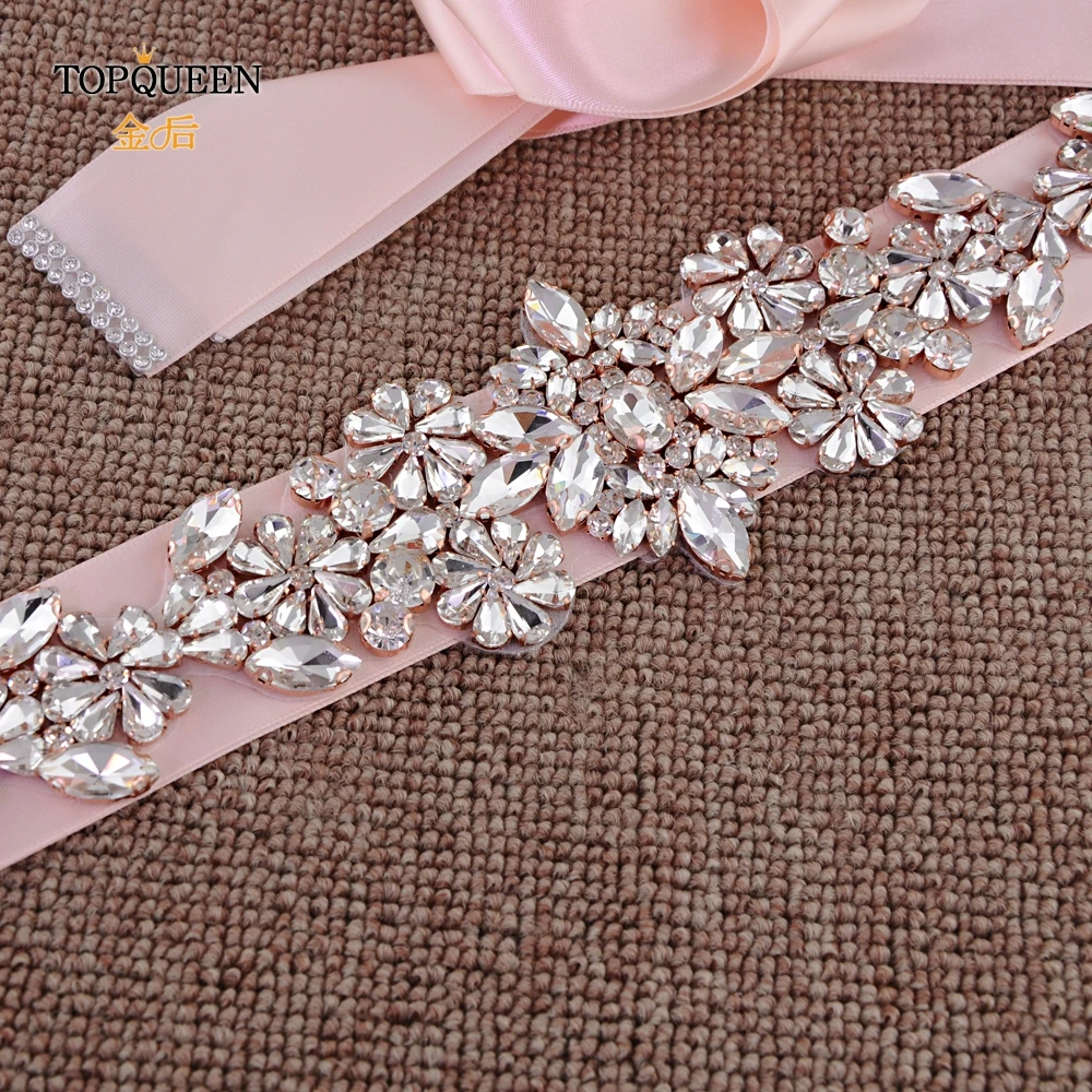 TOPQUEEN S325-RG, розовое золото, свадебный пояс, Алмазные Пояса для платьев, декоративные ремни для женщин, свадебное платье, пояс для формального платья