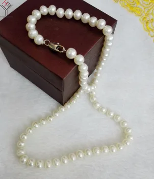 

Women Jewelry 5x6mm Bright white pearl necklace handmade real natural freshwater pearl gift