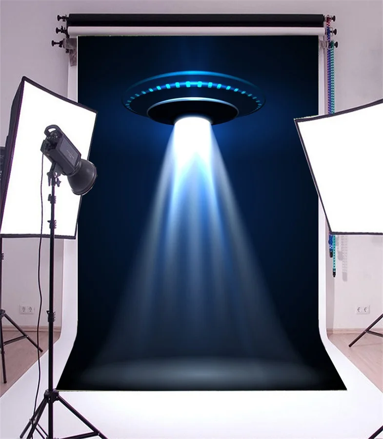 Laeacco Fantasy Shining Alien UFO Scene Photography Backgrounds Vinyl Custom Camera Photographic Backdrops For Photo Studio