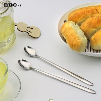 

20cm Long Handle Stainless Steel Tea Coffee Spoon Cocktail Ice Cream Teaspoon Soup Spoons Korean Cutlery Set Kitchen Accessories