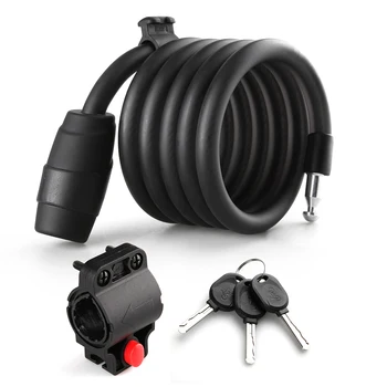 

1.4m / 1.8m Bicycle Lock Steel Cable Lock Water-proof Anti Theft Braided Cable Lock Bike Lock with Mounting Bracket and 3 Keys