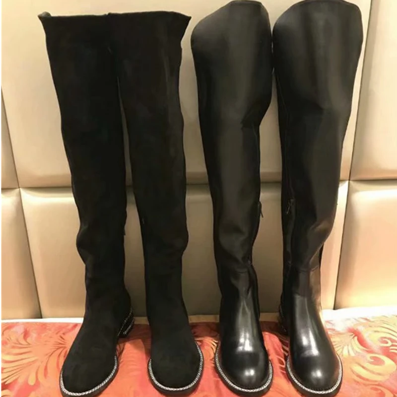 Appartements Chaussures Mode Bout Street As Mentale Chian Rond Bottes Le Marque as Shown Longues De Style Genou Moto Shown Sur Patchwork Luxe p7Ownp4WB8