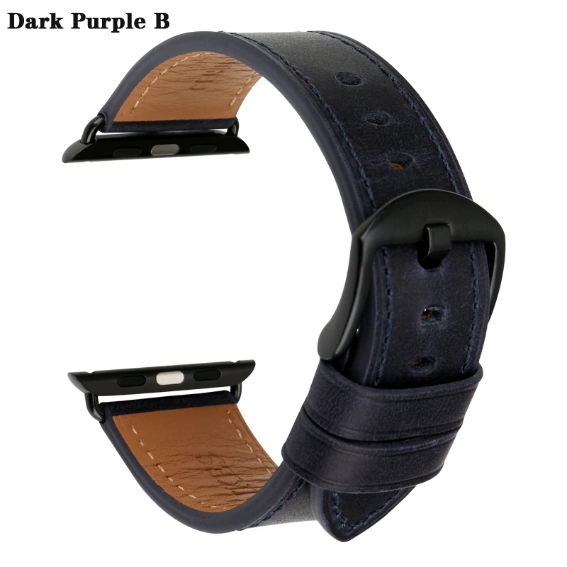 MAIKES ремешок из натуральной кожи для Apple Watch 42 мм 38 мм серия 4 3 2 1 iWatch Замена для Apple Watch Band 44 мм 40 мм - Цвет ремешка: Dark Purple B