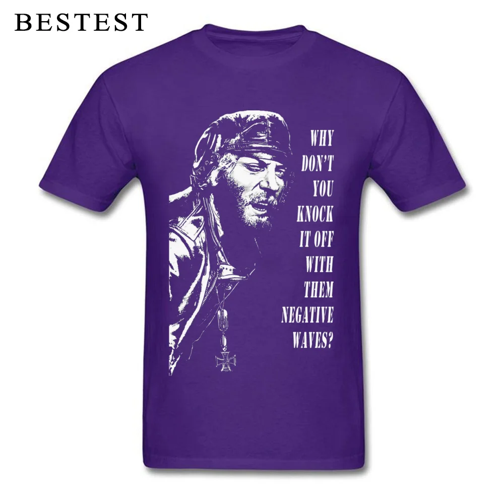 comfortable Short Sleeve T Shirt Summer Round Collar 100% Cotton Man T Shirts Europe comfortable Tee Shirts Designer Oddball Says white on colour 6555 purple