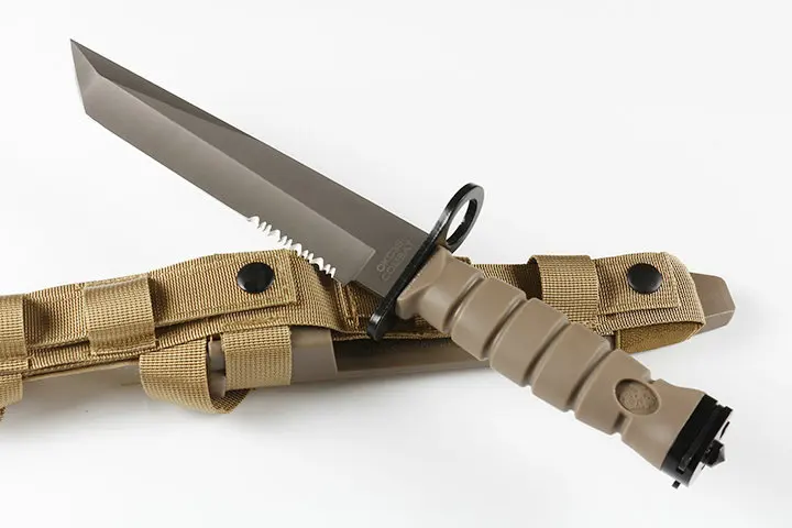 DuoClang Открытый военный тактический нож с фиксированным лезвием 440C стальное лезвие с резиновой ручкой охотничьи ножи необходимый инструмент - Цвет: Белый