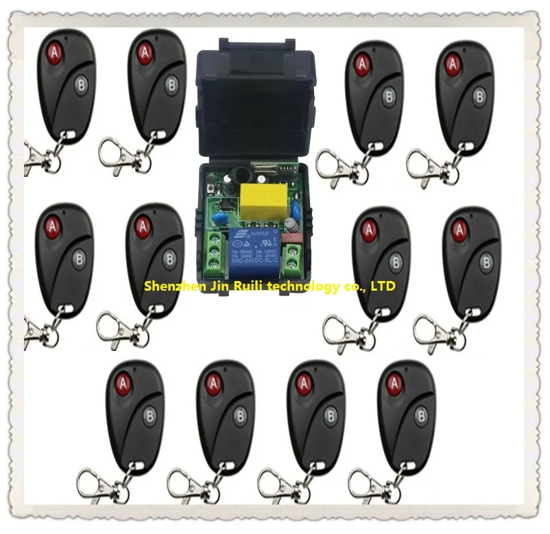 

RF Wireless 220V Remote Control Switch teleswitch 1CH Interruptor 10A 1 Receiver& 12 Transmitter Light Lamp LED SMD A ON B OFF