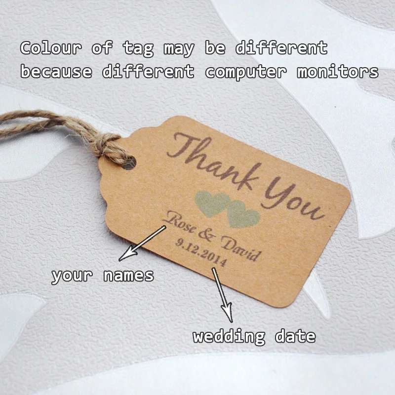 Персонализированные спасибо Свадебные бирки с 6 цветов Сердце вы можете выбрать бумажные свадебные сувенирные бирки персонализированные подарочные бирки