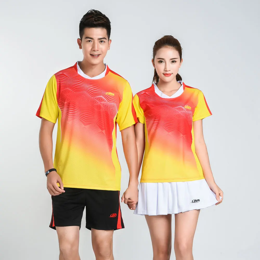 Homens e Mulheres Tênis de Curto-de T-shirt + Short Adsmoney-secagem Rápida Respirável Amantes Terno Roupas Badminton Mangas Compridas Saia