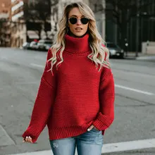 Women Turtleneck Sweater Winter Autumn High Neck Thermal Knitted Sweater Warm Pullover Windbreak Oversize Sweater Thicken Jumper