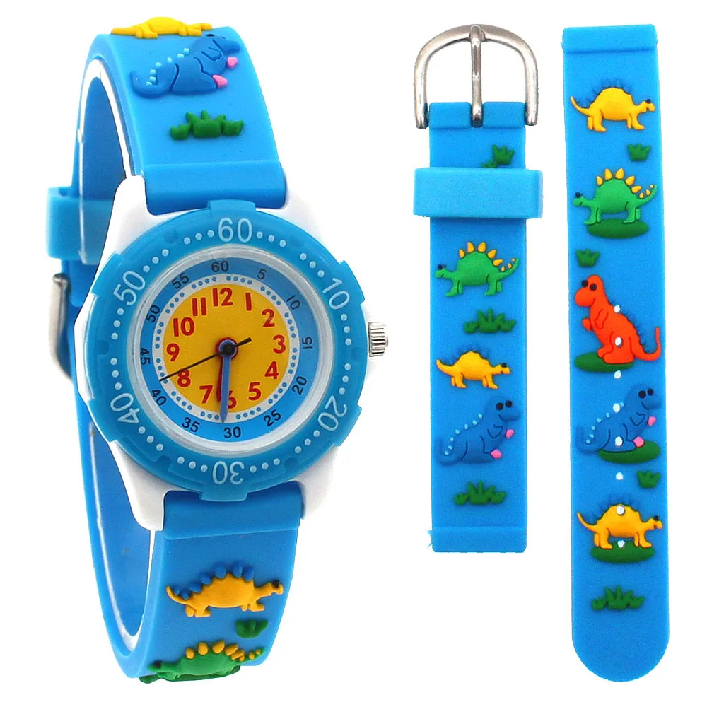 Часы для девочек с рисунком автобуса динозавра, 3d Силиконовые Детские часы для мальчиков и девочек, кварцевые часы для детей, спортивные часы, подарок для детей, водонепроницаемые часы - Цвет: Dinosaur