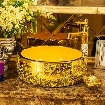 

Bathroom Counter Top Wash Basin Cloakroom Hand Painted Vessel Sink bathroom sink bathroom countertop ceramic basin sink