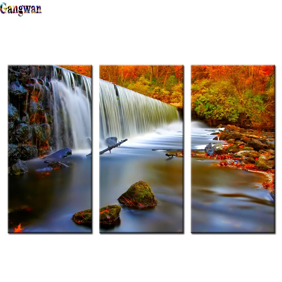 Diamond embroidery 3d nature full drill Diamond painting waterfall forest diy diamond picture 5d Cross Stitch Rhinestone mosaic 3pcs