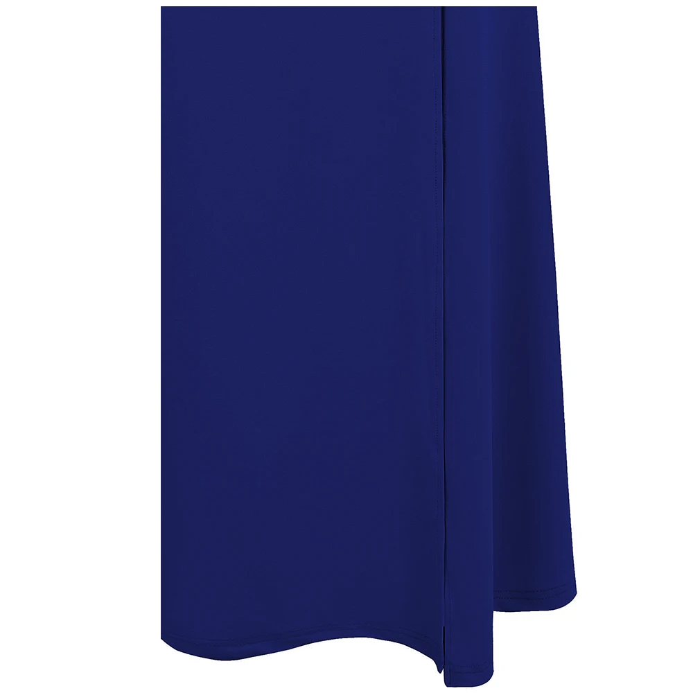 Angel-fashions Women's One Shoulder Splicing Evening Dress Long Formal Party Gown Pleated Slit Blue Gray 399